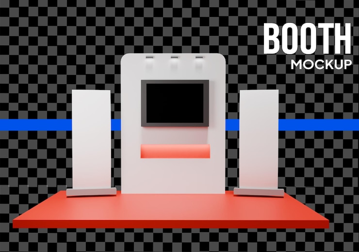 PSD exhibition booth mockup for product presentation