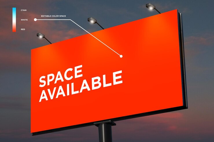 Exibição de maquete de outdoor do espaço colorida editável ao ar livre
