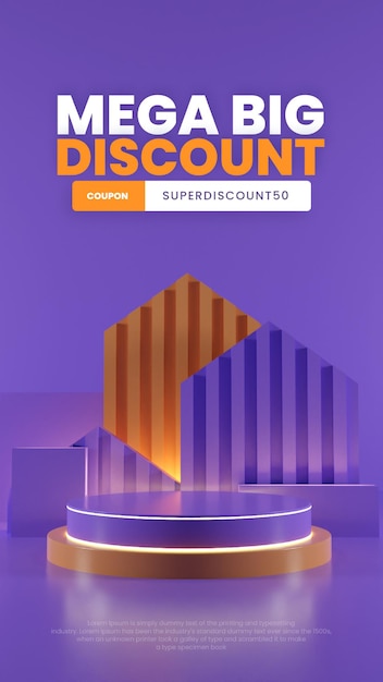 Exibição de produto de pódio com fundo colorido realista em 3D