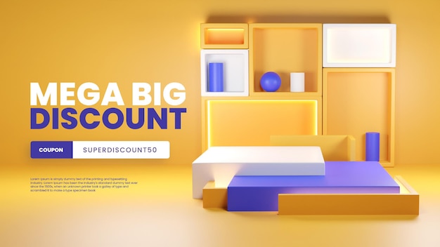 Exibição de produto de pódio com fundo colorido realista em 3D