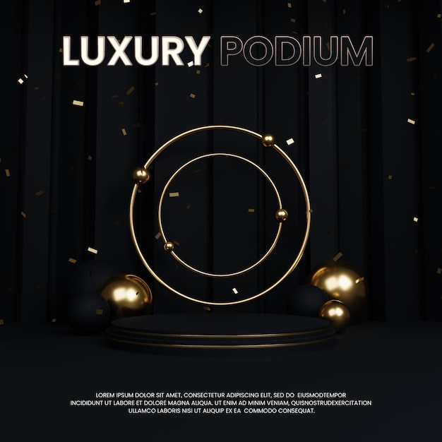 Exibição de produtos limpos de luxo premium ouro pódio