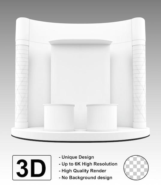 Exibição de produtos no estande do evento em 3D