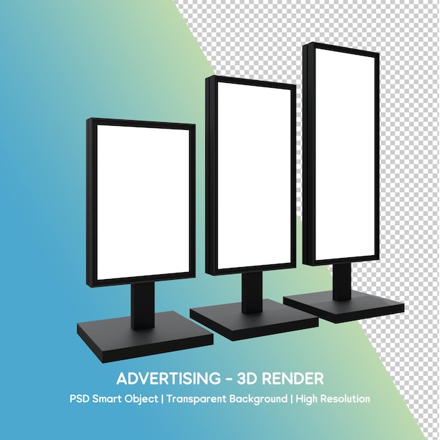 Exibições publicitárias renderizadas em 3D