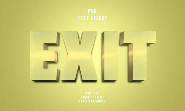 Exit psd 3d estilo de efecto de texto editable psd premium