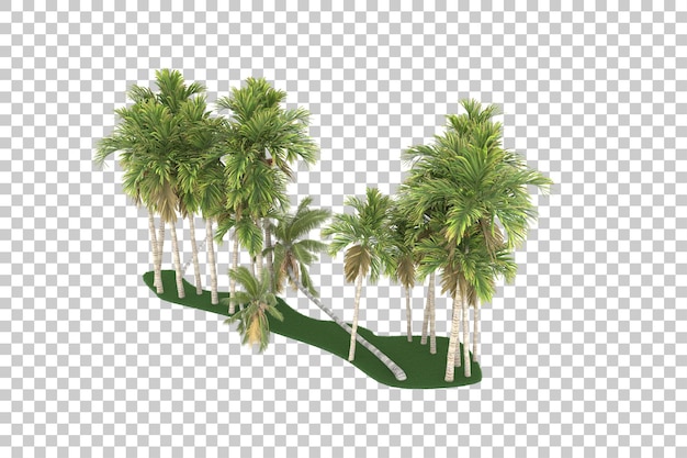 Exotische Insel auf transparentem Hintergrund. 3D-Rendering - Abbildung