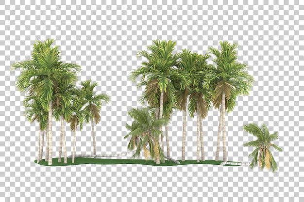 Exotische Insel auf transparentem Hintergrund. 3D-Rendering - Abbildung