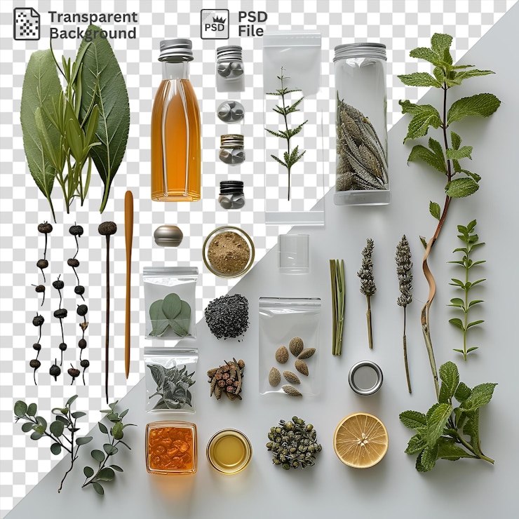 PSD exotische tempuspflanzen in einer glasflasche mit durchsichtigem hintergrund
