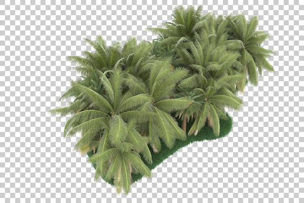 Exotischer Wald auf transparentem Hintergrund. 3D-Rendering - Abbildung