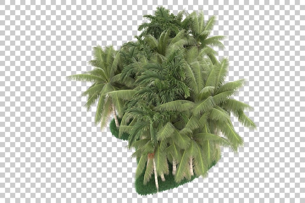 Exotischer Wald auf transparentem Hintergrund. 3D-Rendering - Abbildung