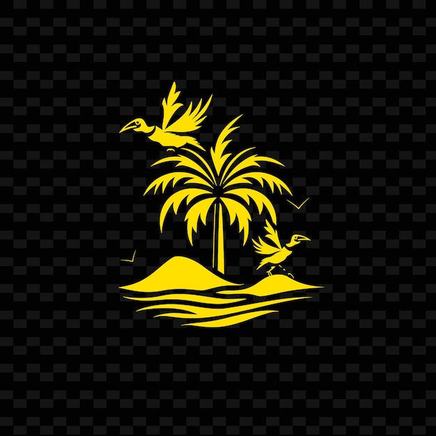 PSD exotisches protea-logo mit dekorativer palm tr kreatives vektordesign der natur-kollektion
