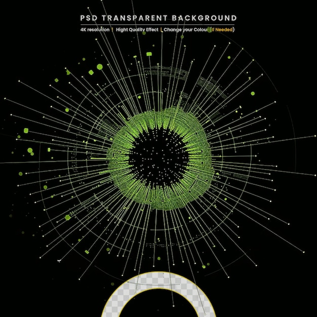 PSD expansion de la ligne connectée et des points sur un fond transparent