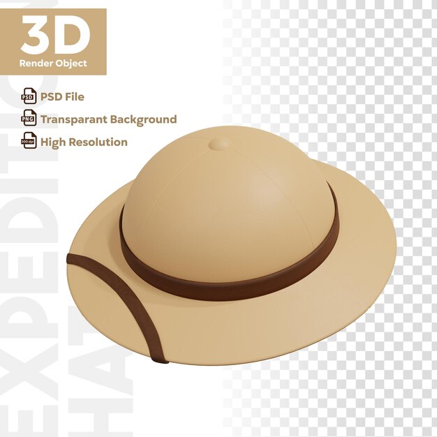 Expedición cuero sombrero 3d icono ilustración representación