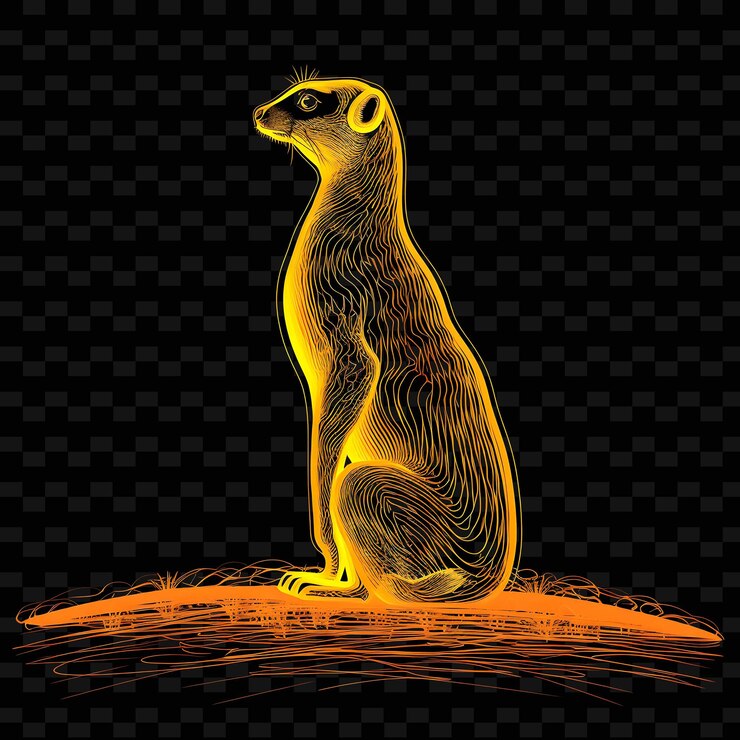 PSD expedición de meerkat safari líneas de neón angulares dunas de arena stan png y2k formas artes de luz transparente