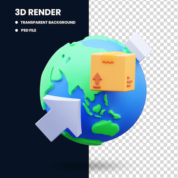 PSD expédition internationale, illustration de rendu 3d