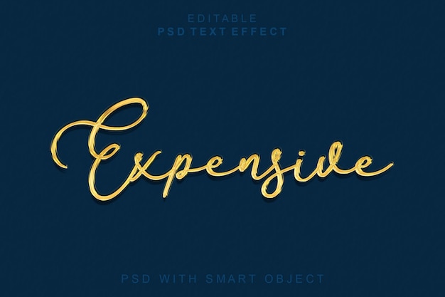 Expenso efecto de texto 3D oro y estilo de lujo