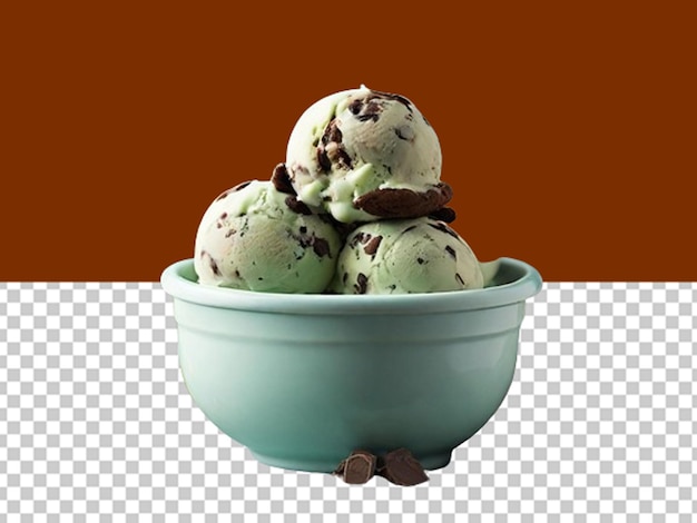 PSD experimentar o sabor refrescante de uma colher de sorvete de chocolate de hortelã