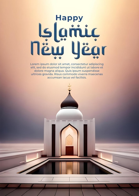 Experimente a serenidade feliz ano novo islâmico em uma mesquita 3d hipnotizante