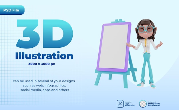 Explicação 3d com quadro de apresentação 2