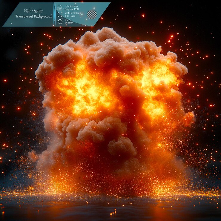 PSD explode 2d juego de activos clip art con diseño visual de alta energía en un fondo transparente