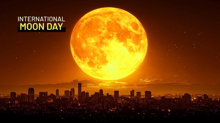 PSD explorando los misterios de la luna diseños para el día internacional de la luna