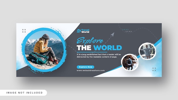 Explore el banner web de portada de redes sociales de viajes mundiales