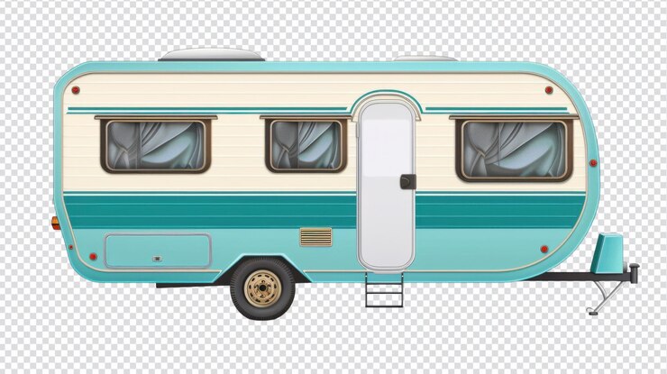 PSD explore la libertad de viajar con un remolque retro para viajes por carretera y vacaciones familiares