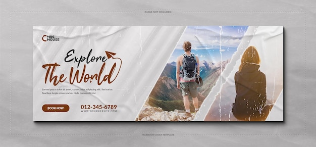 Explore la plantilla de banner de portada de Facebook y redes sociales de viajes mundiales