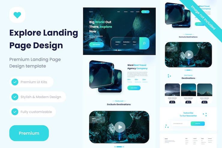 PSD explore web landing page design template website