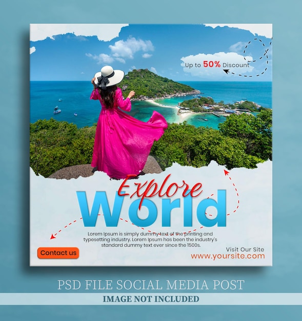 Explore World Travel Réseaux Sociaux Post Flyer Design