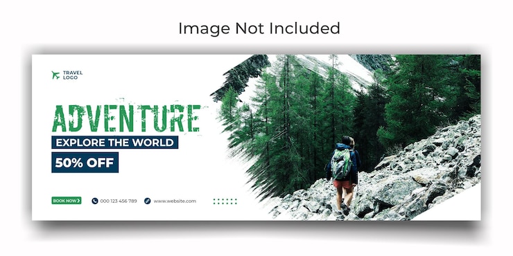 PSD explorez la couverture des médias sociaux de l'agence de voyage mondiale et la conception du modèle de bannière web