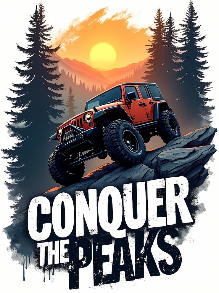 PSD explorez les grands paysages avec cette puissante jeep tout-terrain