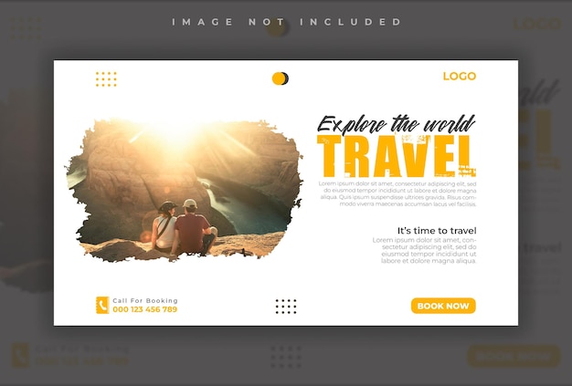 PSD explorez le modèle de bannière web de médias sociaux de voyage dans le monde