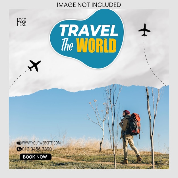 Explorez le monde Modèle de médias sociaux de voyage