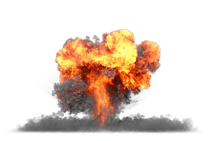 PSD explosão à terra isolada renderização 3d de fundo transparente