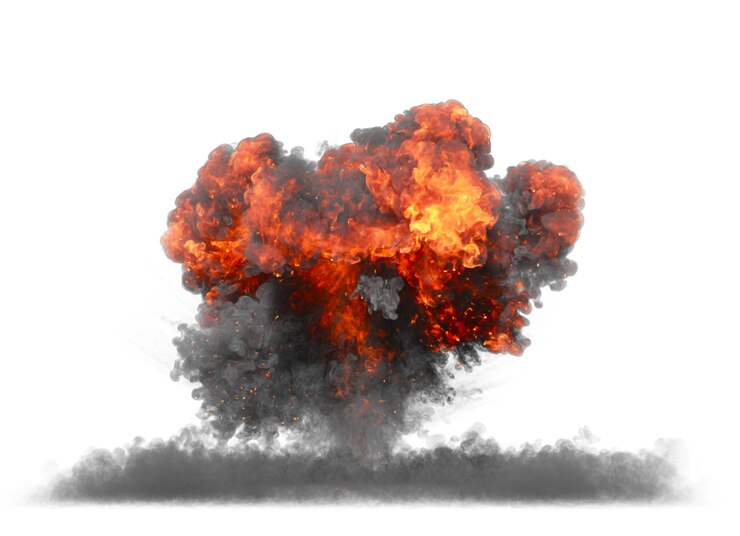 PSD explosão à terra isolada renderização 3d de fundo transparente