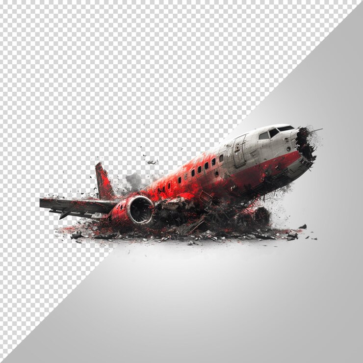 PSD explosão de avião isolada em fundo branco