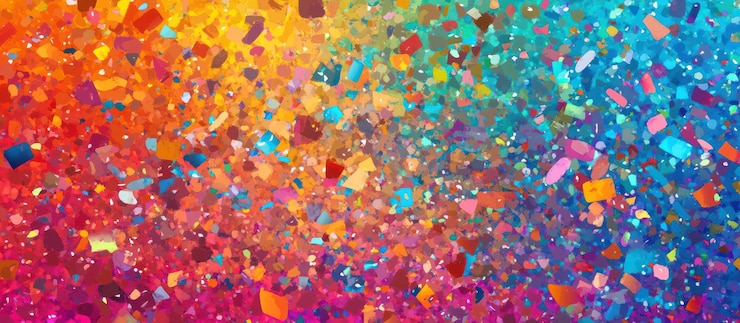 PSD explosão de confete arco-íris vibrante uma obra de arte digital festiva