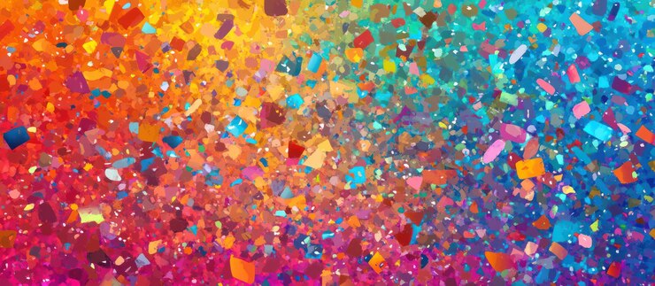 PSD explosão de confete arco-íris vibrante uma obra de arte digital festiva