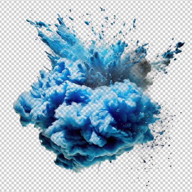 Explosão de pó azul céu psd isolada em fundo transparente hd png