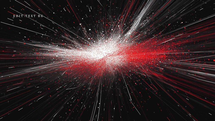 PSD explosión abstracta en rojo y blanco sobre fondo negro