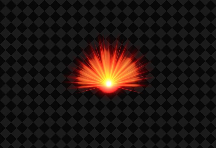 PSD explosión abstracta con el sol en un fondo negro