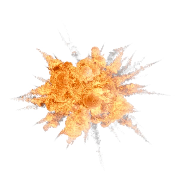 Explosión aérea aislada fondo transparente renderizado 3d