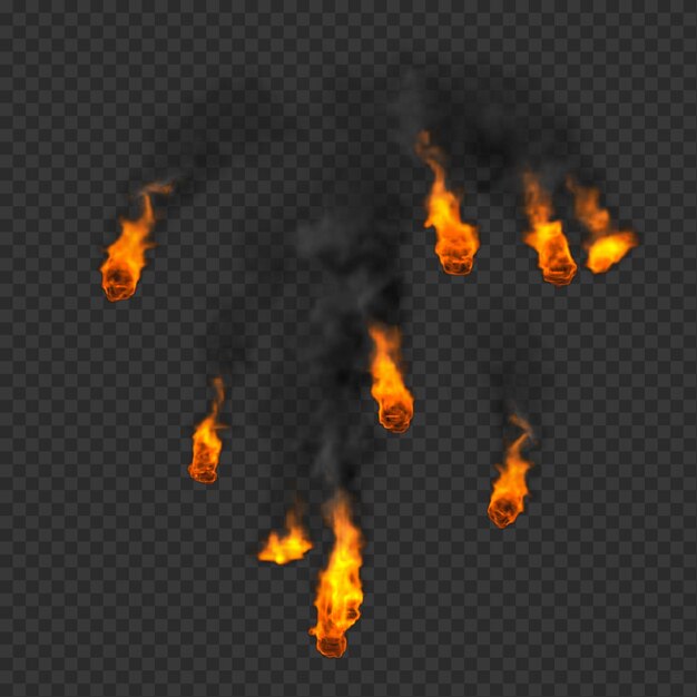 Explosión ardiente con humo y llamas
