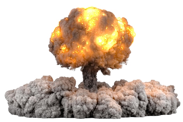 Explosion Atombombe Atombombe Explosion 3D-Rendering isoliert auf transparentem Hintergrund