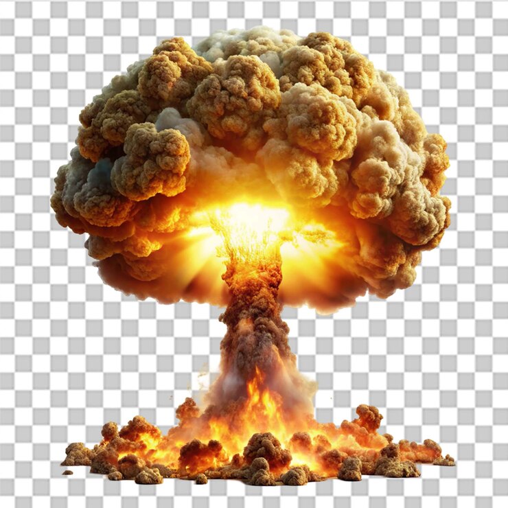 PSD explosión atómica nuclear aislada en un fondo transparente