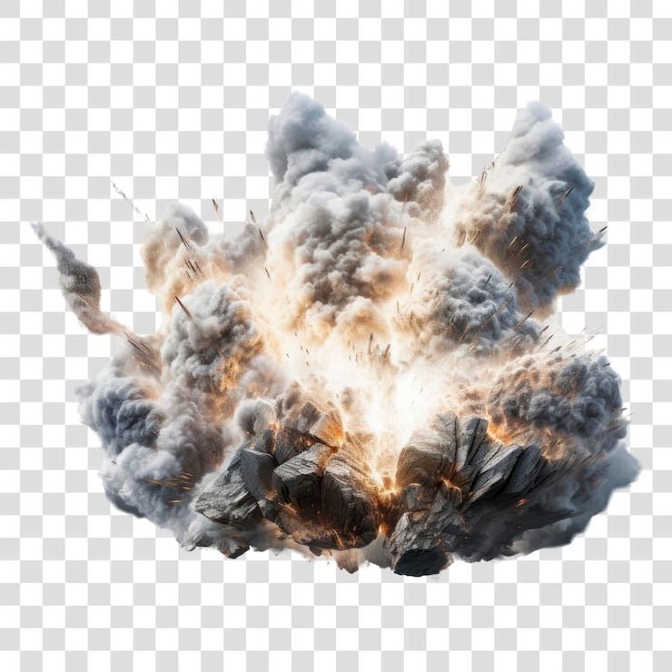 PSD explosión de avalancha de png destrucción de fondo blanco agresión