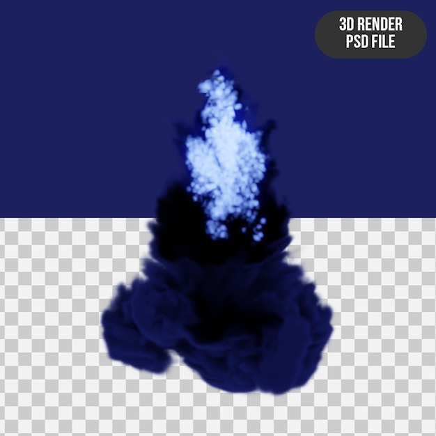 Explosión azul realista 3D aislada