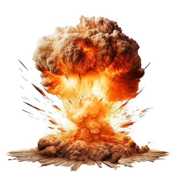 Explosión de bomba nuclear generada por IA aislada en un fondo transparente