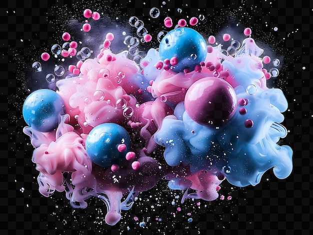 Explosión de chicle con burbujas gumballs y envolturas de caramelo efecto fx película de fondo arte de superposición