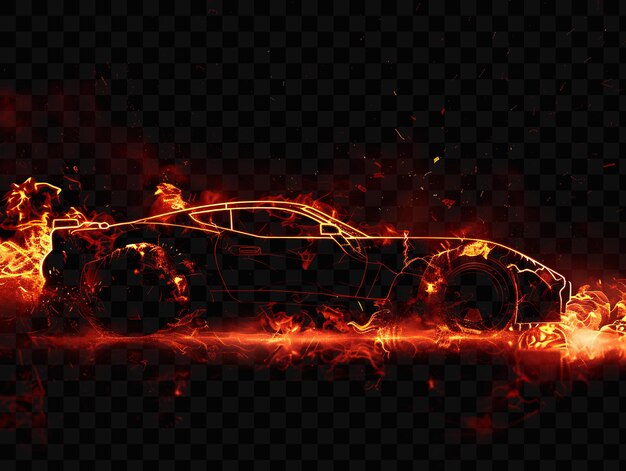 Explosión de coche con piezas de vehículo llamas y humo rojo cálido un efecto fx film background overlay art